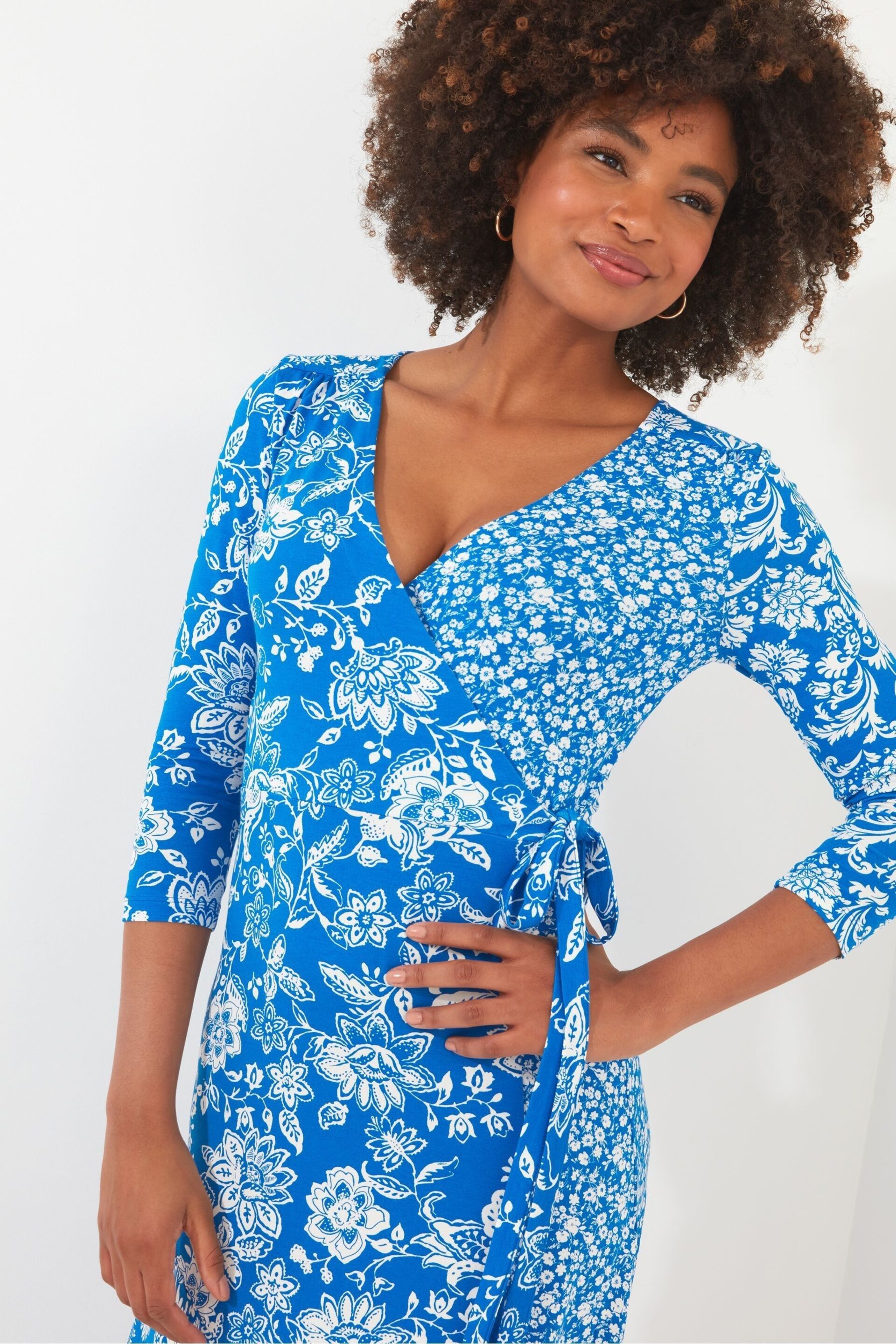 Joe Browns Blue Mixed Print Jersey Dress - Image 6 of 7