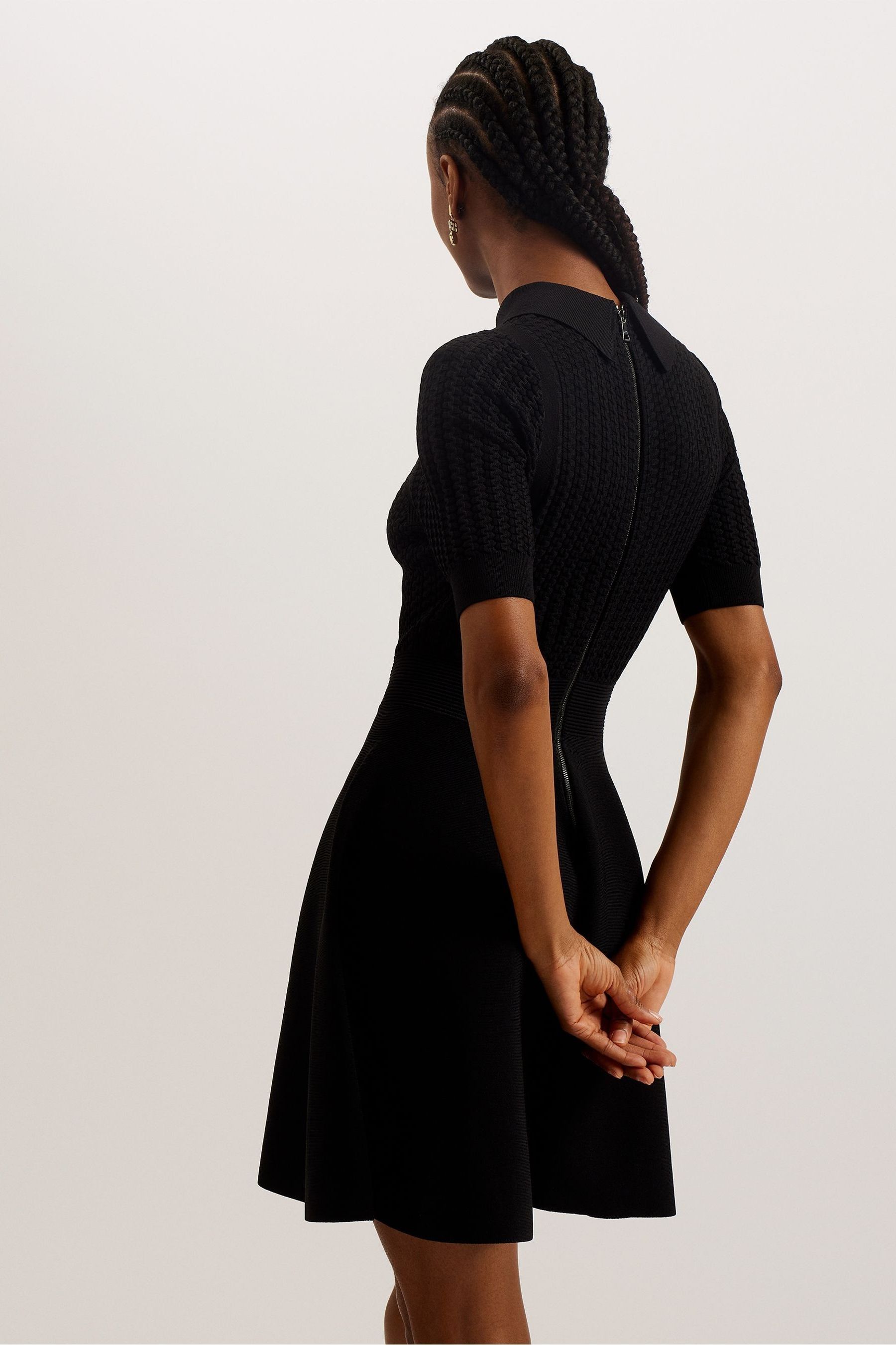 Buy Ted Baker Black Knitted Miiaaa Skater Dress With Collar from Next Luxembourg