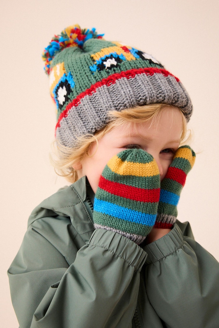 Green Tractor Hat And Mittens Set (3mths-10yrs) - Image 1 of 5