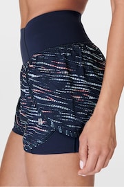 Sweaty Betty Blue Ripple Tie Dye Print Stride Run Print Shorts - Image 2 of 6