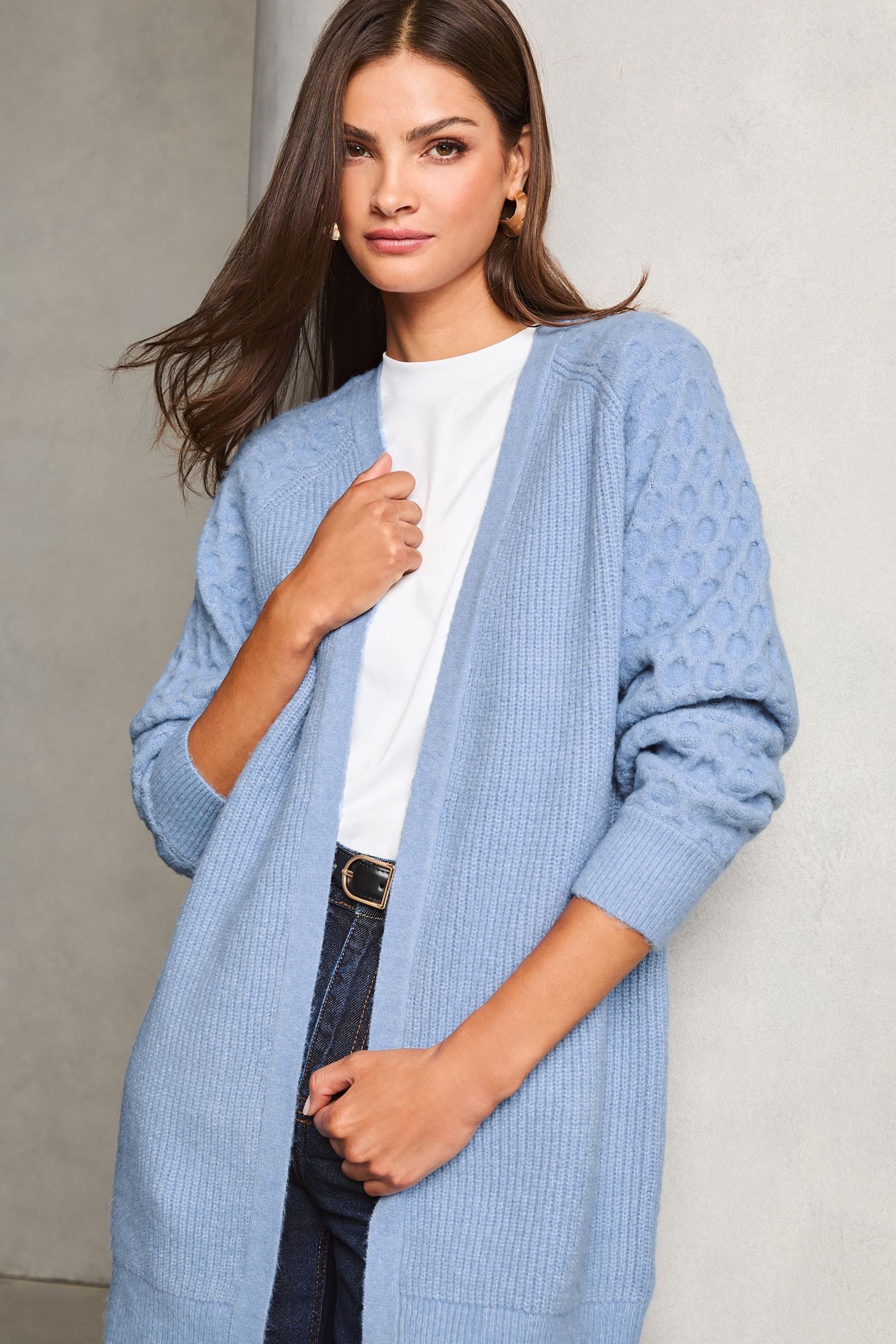 Longline blue cardigan hotsell