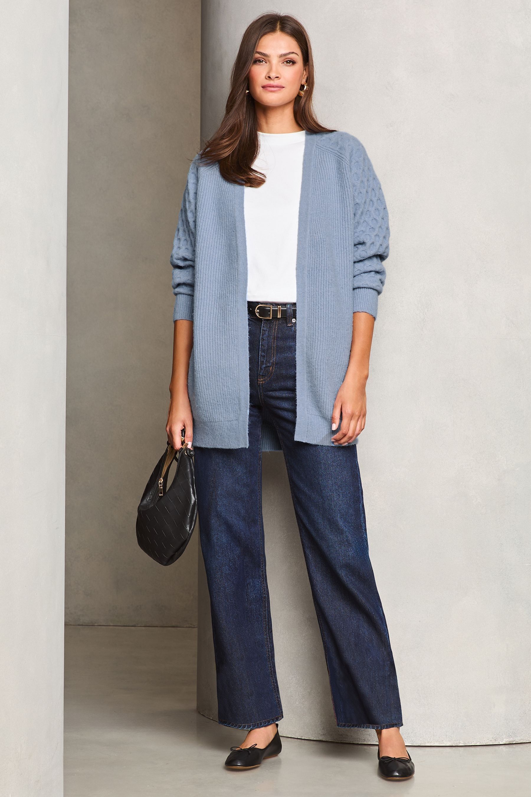 Longline blue cardigan on sale