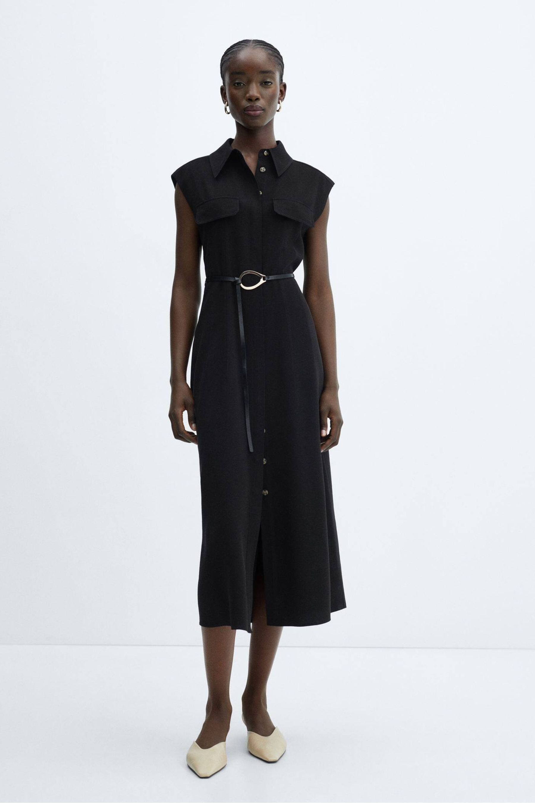 Buy Mango Black Belt Shirt Dress from the Next UK online shop