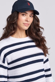 U.S. Polo Assn. Oversized Womens Blue Pointelle Knit Jumper - Image 5 of 8