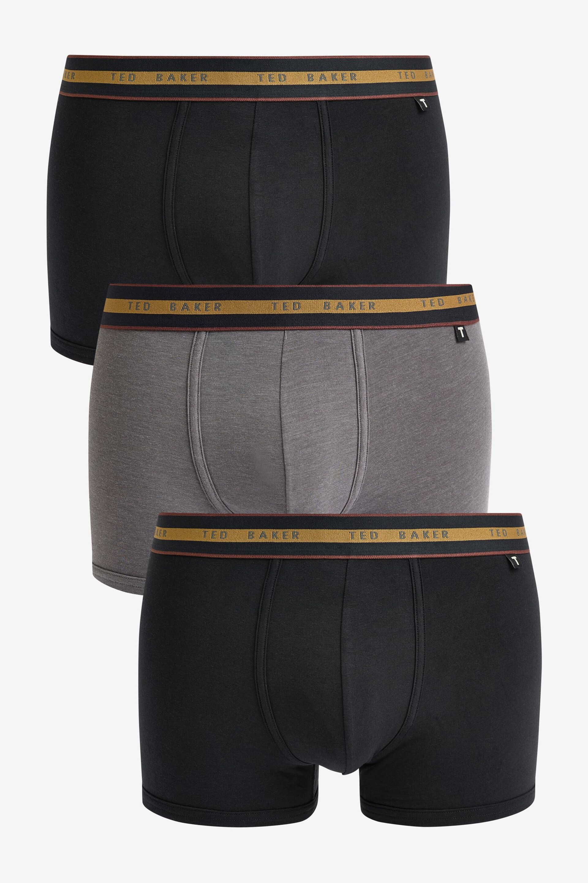 Ted Baker Black Cotton Trunks 3 Pack - Image 3 of 8