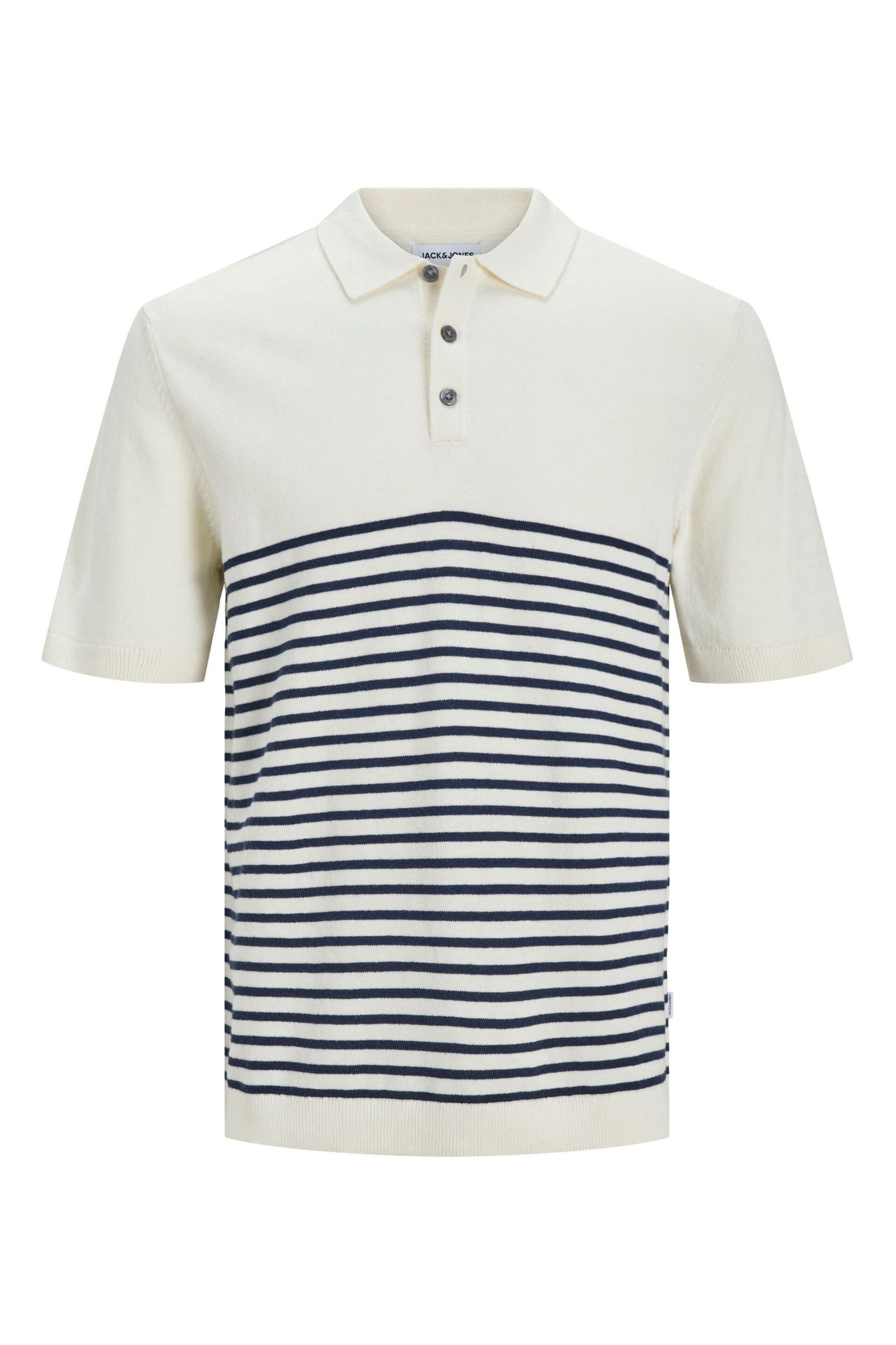 JACK & JONES White Knitted Polo Top - Image 6 of 6