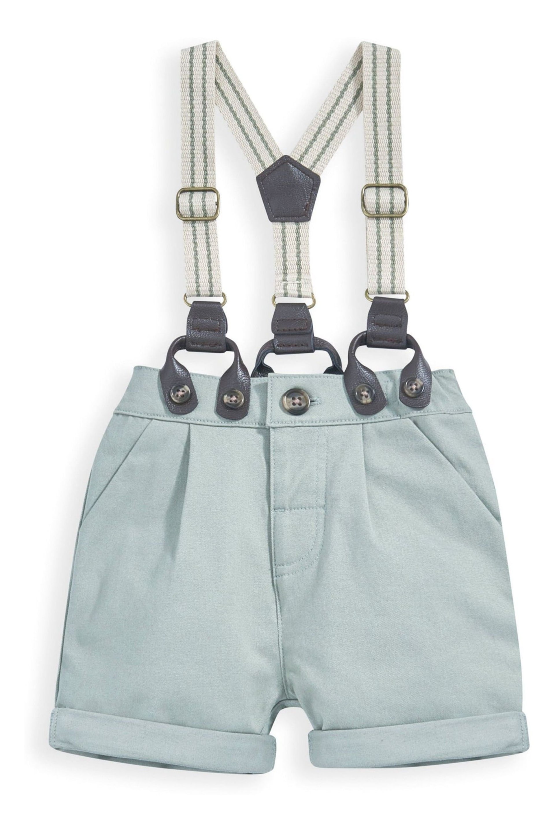 Mamas & Papas Green Chinos Shorts With Stripe Braces - Image 2 of 4
