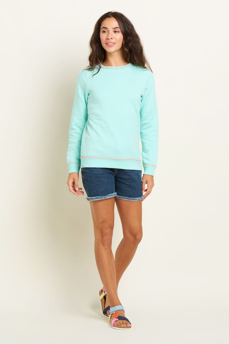 Brakeburn Blue Blanket Stitch Crew Neck Sweatshirt - Image 4 of 4