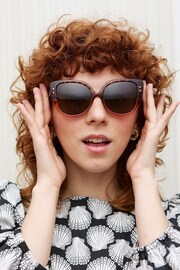 Oliver Bonas Ombre Pink Faux Tortoiseshell Cat Eye Sunglasses - Image 1 of 7