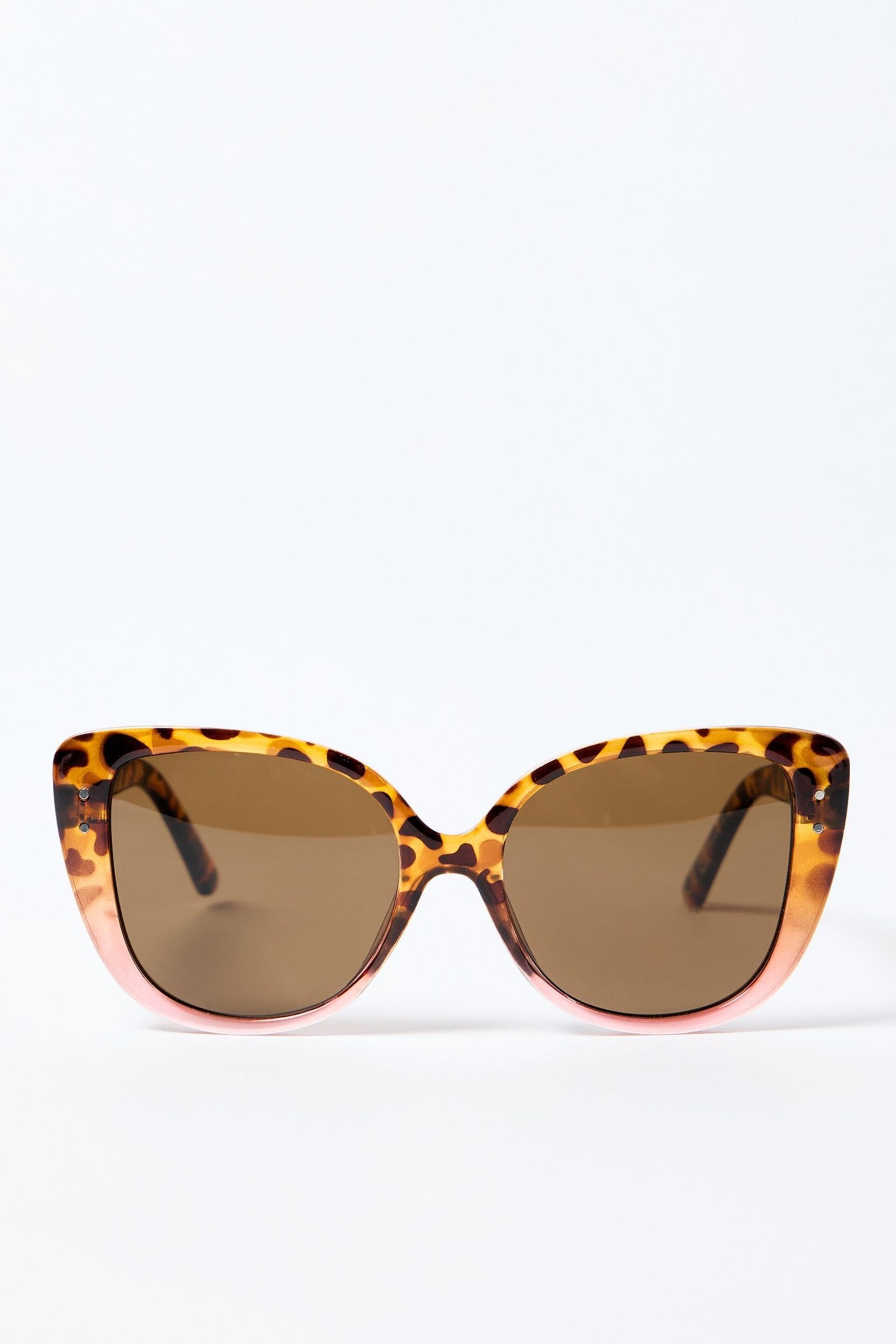 Oliver Bonas Ombre Pink Faux Tortoiseshell Cat Eye Sunglasses - Image 2 of 7