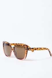 Oliver Bonas Pink Ombre Faux Fur Tortoiseshell Cat Eye Sunglasses - Image 3 of 7