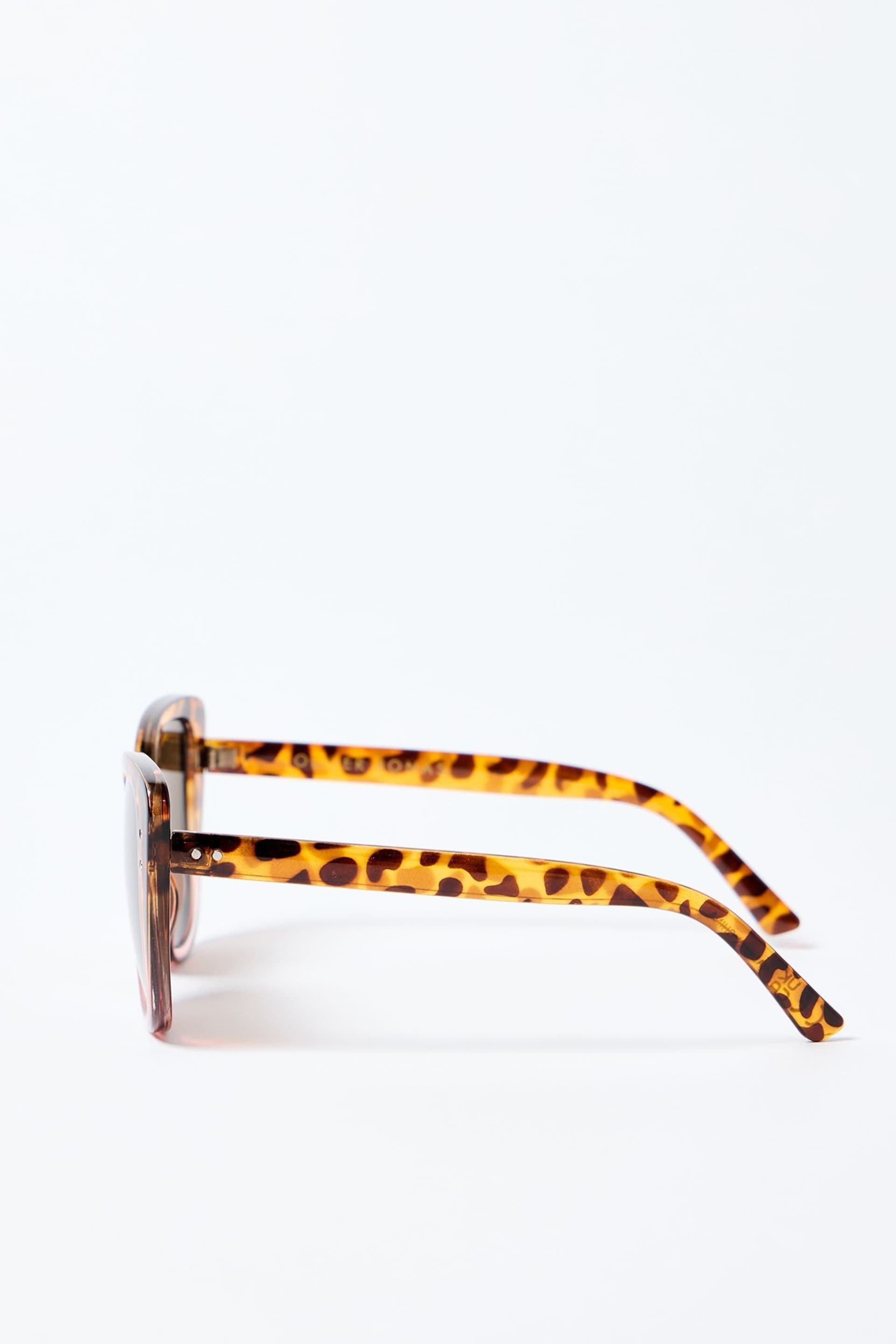 Oliver Bonas Pink Ombre Faux Fur Tortoiseshell Cat Eye Sunglasses - Image 3 of 7