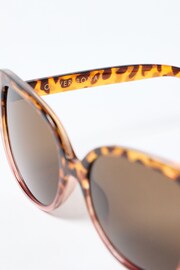 Oliver Bonas Pink Ombre Faux Fur Tortoiseshell Cat Eye Sunglasses - Image 5 of 7