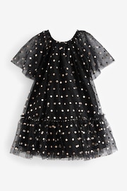 Black Foil Spot Mesh Party Dress (3mths-10yrs) - Image 7 of 8