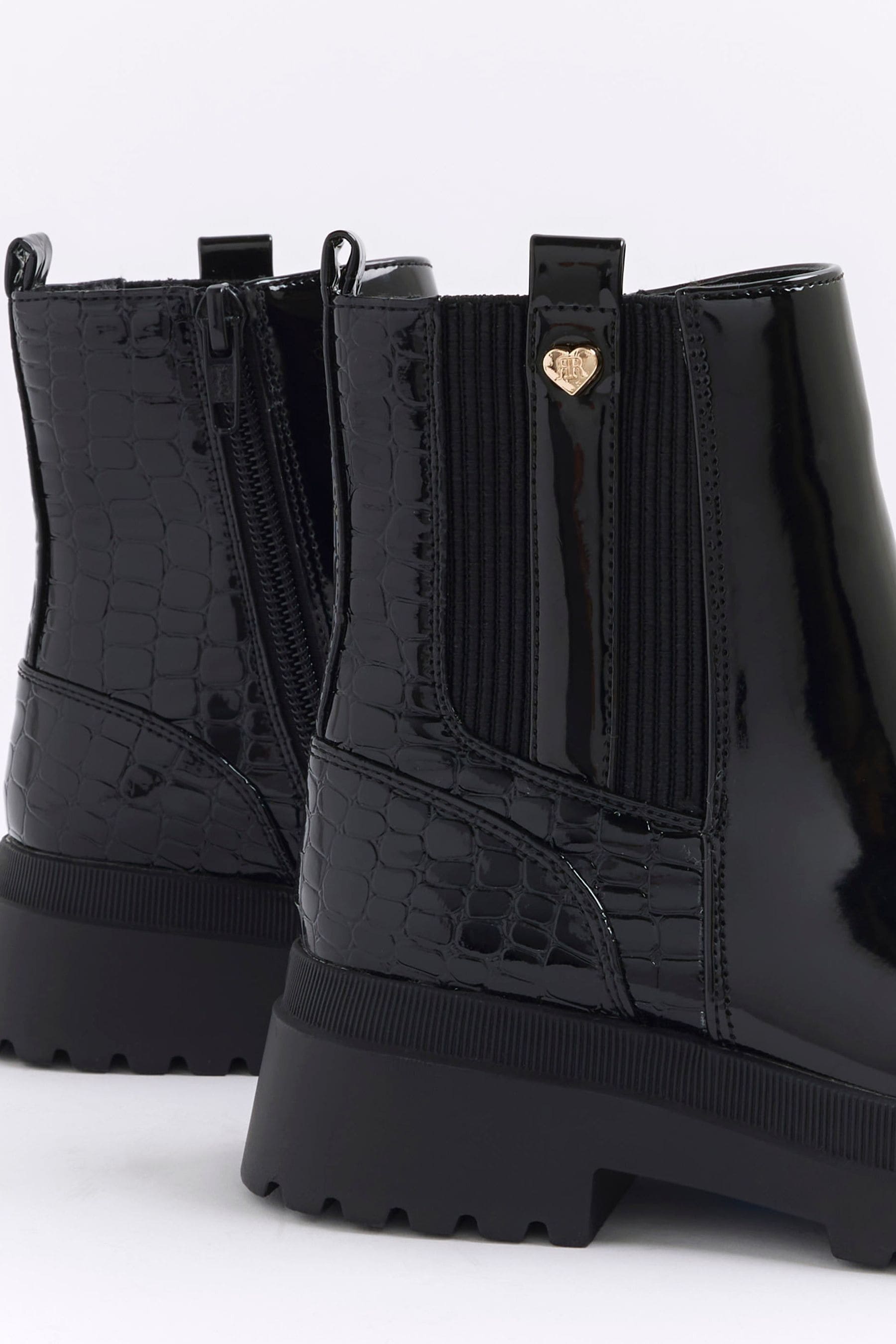 Buy River Island Black Girls Patent Stud Chelsea Boots from the Next UK online shop