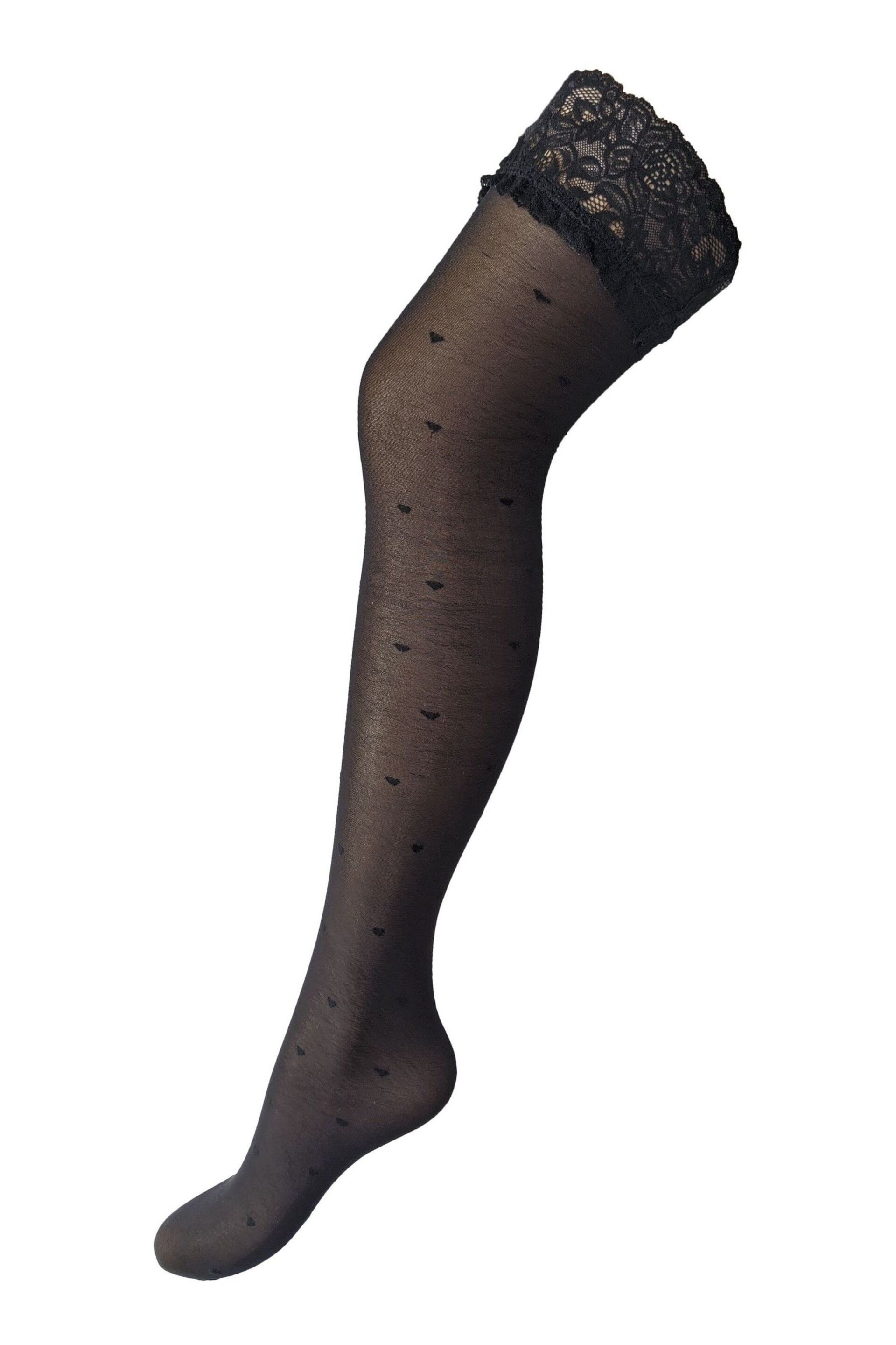 Pour Moi Black Decadence Love Heart 15 Denier Hold Up Stockings - Image 3 of 3