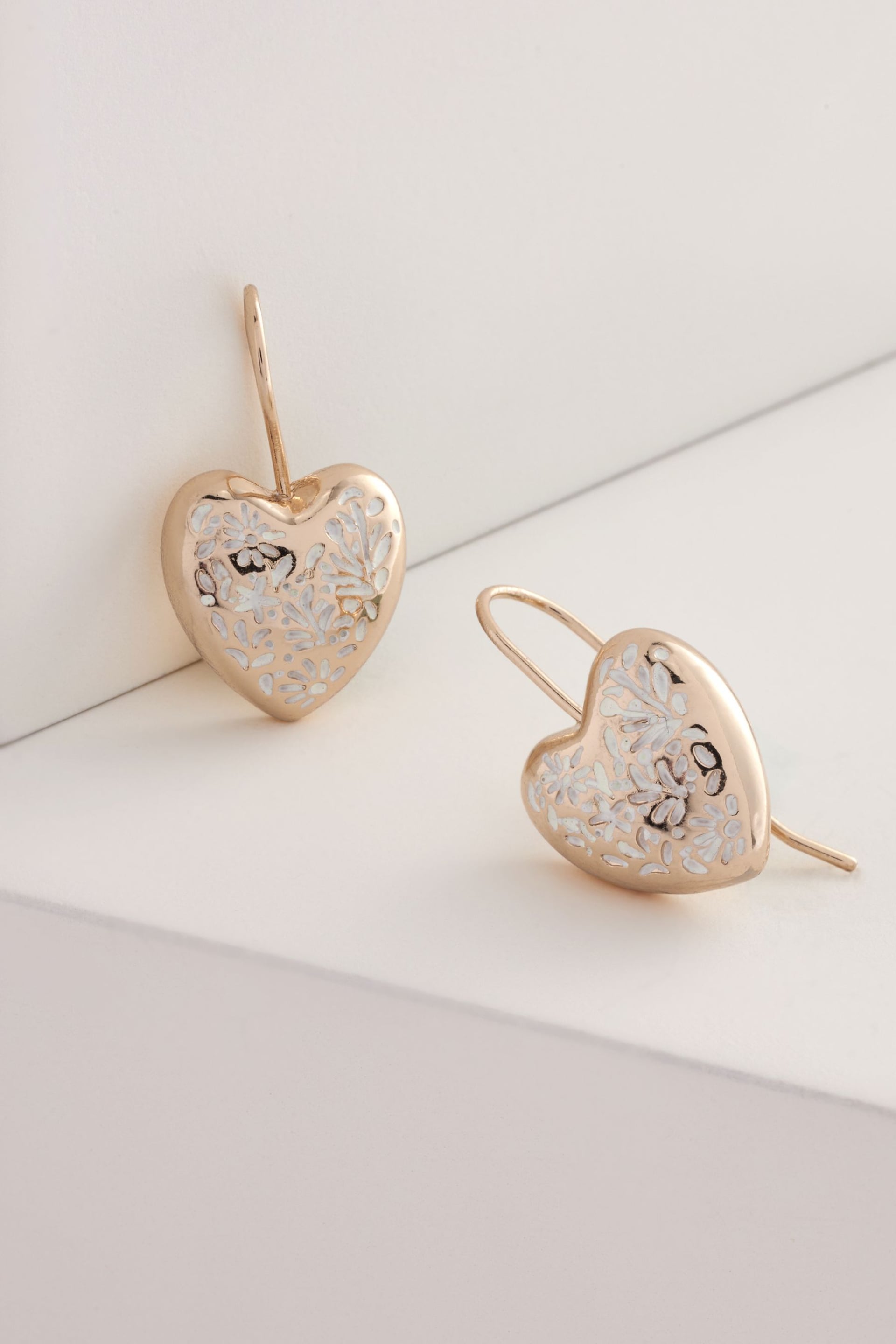 Gold Tone Heart Enamelled Earrings - Image 3 of 3