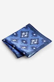 Navy Blue/Navajo Style Slim Tie And Pocket Square Set - Image 4 of 5