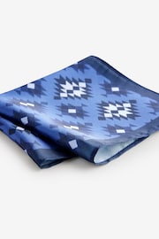 Navy Blue/Navajo Style Slim Tie And Pocket Square Set - Image 5 of 5