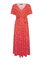 Yours Curve Orange Ditsy Floral Print Wrap Maxi Dress - Image 5 of 5