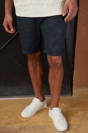 Threadbare Navy Overdyed Denim Shorts with Stretch - Image 1 of 4