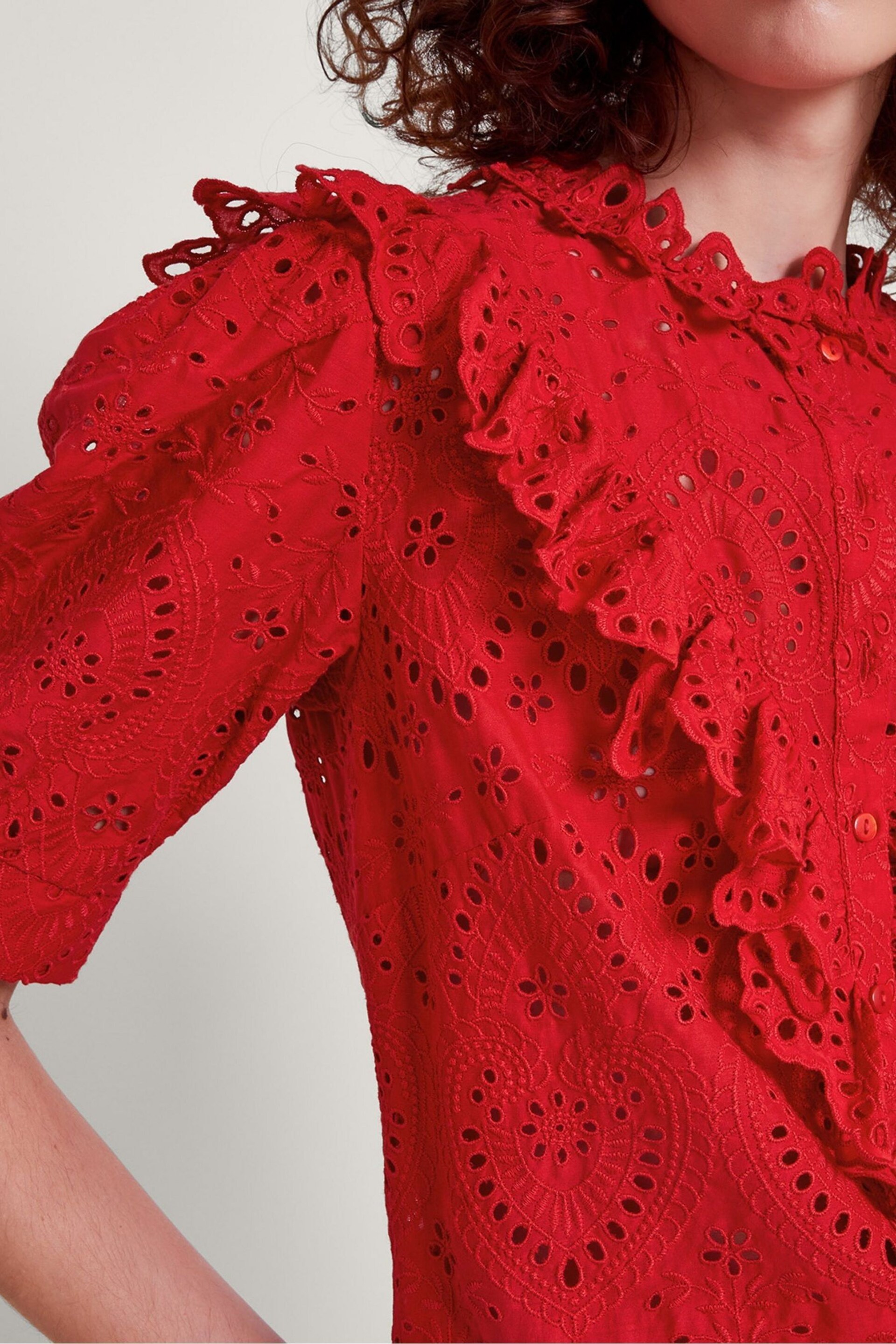 Monsoon Red Mari Broderie Blouse - Image 2 of 5