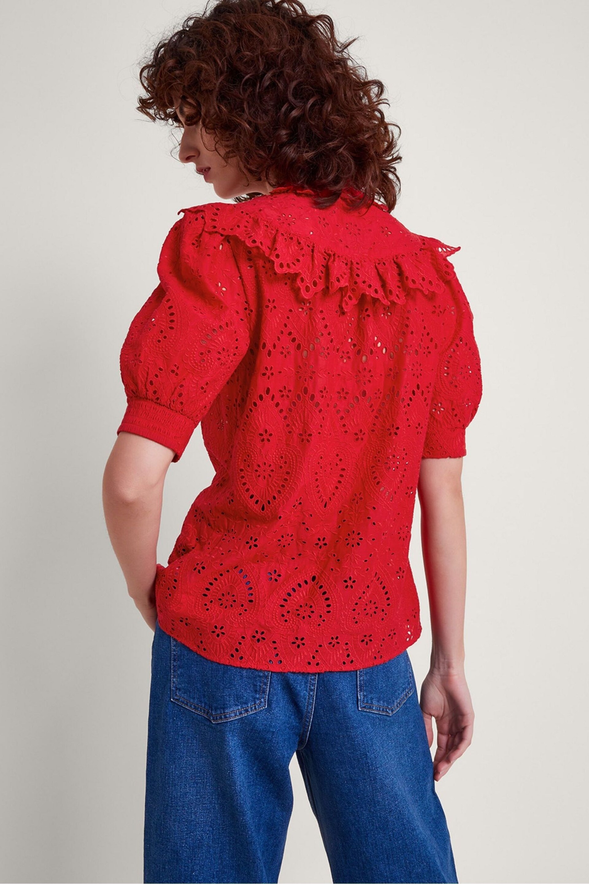 Monsoon Red Mari Broderie Blouse - Image 4 of 5