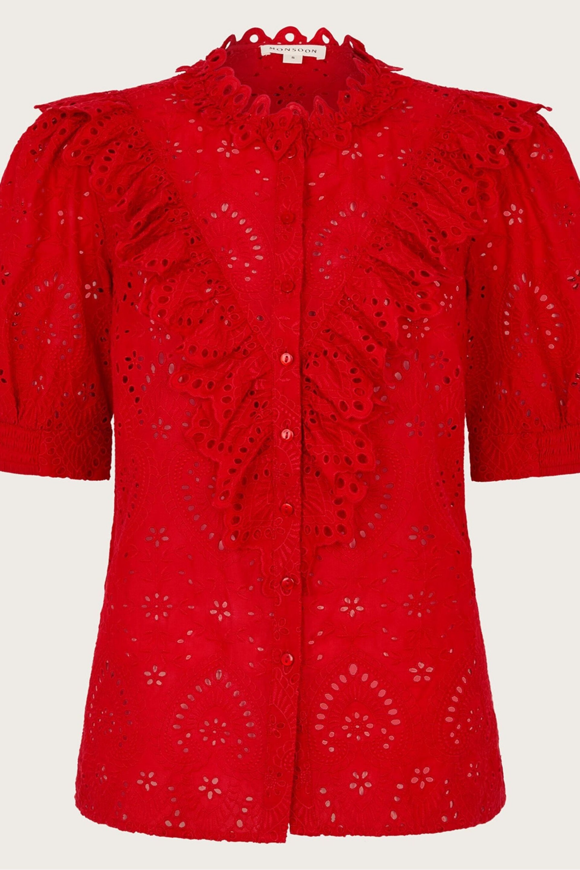 Monsoon Red Mari Broderie Blouse - Image 5 of 5