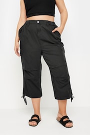 Yours Curve Black Cargo Cropped Trousers - Image 1 of 5