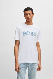 BOSS White Cotton-Jersey T-Shirt With Logo Printboss - Image 1 of 5