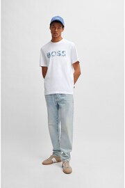 BOSS White Cotton-Jersey T-Shirt With Logo Printboss - Image 3 of 5