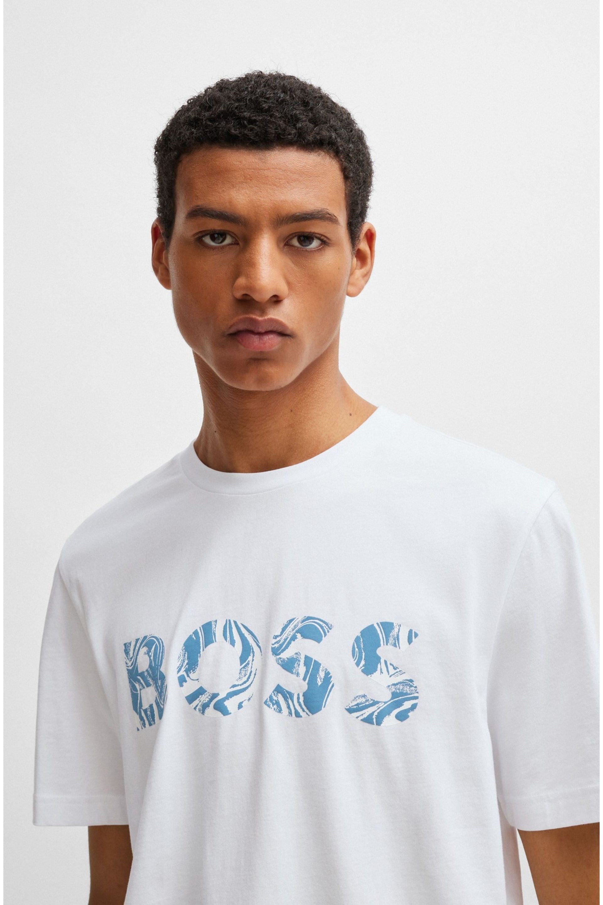 BOSS White Cotton-Jersey T-Shirt With Logo Printboss - Image 4 of 5