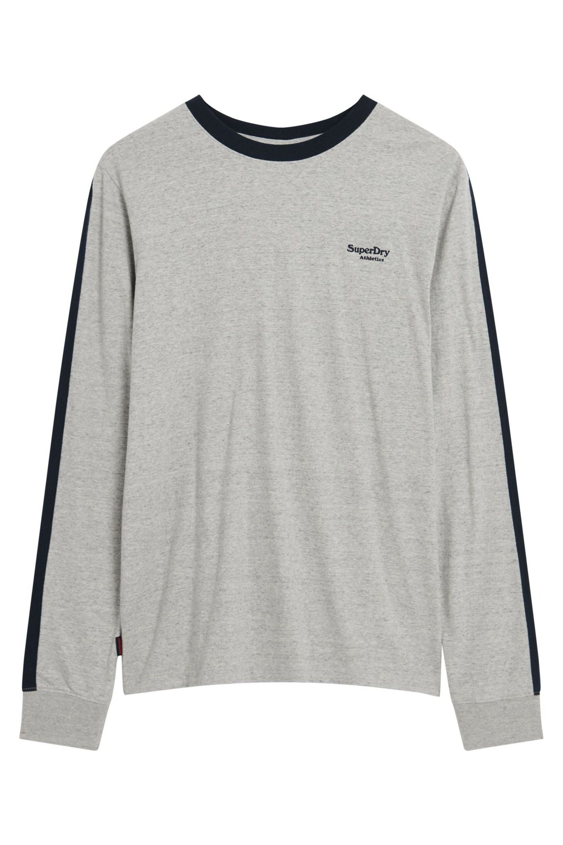 Superdry Grey Essential Logo Retro Stripe Long Sleeve Top - Image 4 of 6