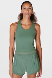 Sweaty Betty Cool Forest Green Athlete Crop Seamless Workout Vest - Image 5 of 7