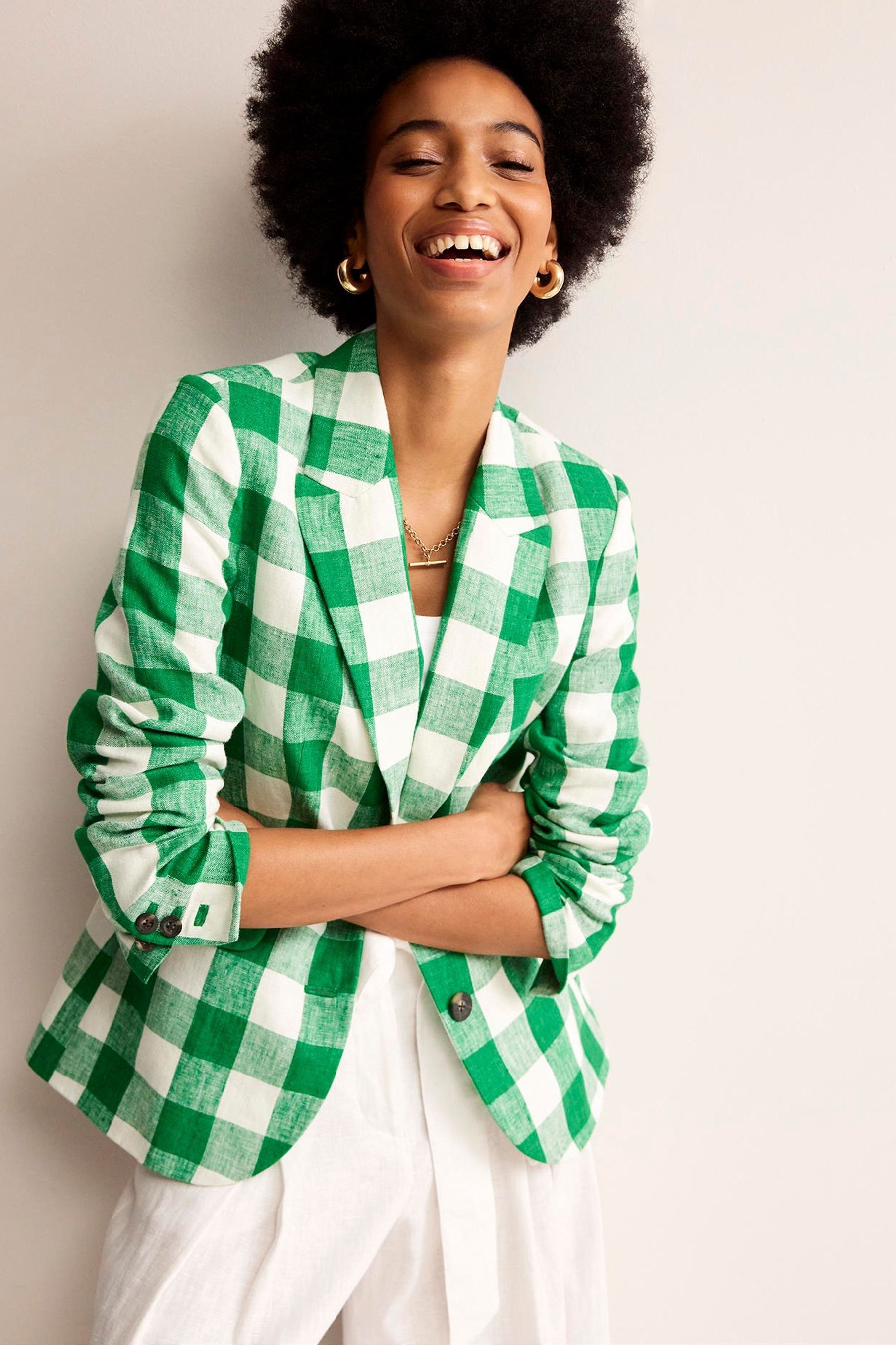 Buy Boden Green Marylebone 100 Linen Blazer from Next Luxembourg