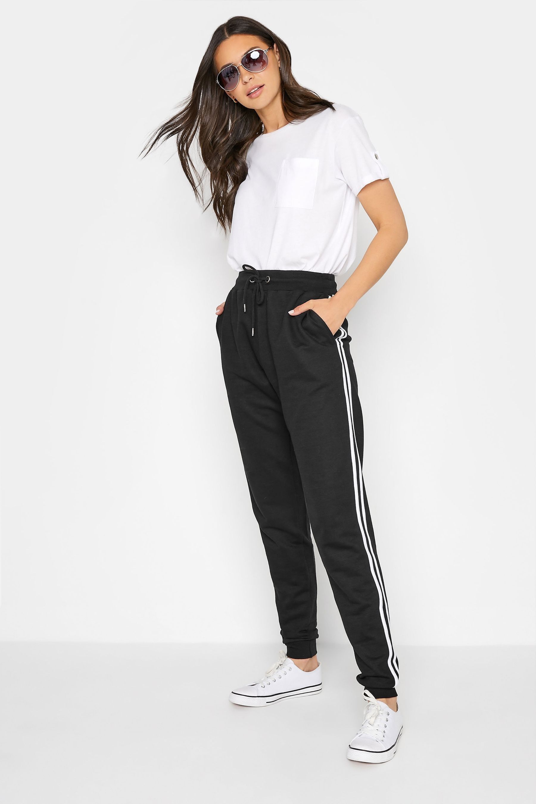 Buy Long Tall Sally Black Side Stripe Stretch Joggers from the Next UK online shop
