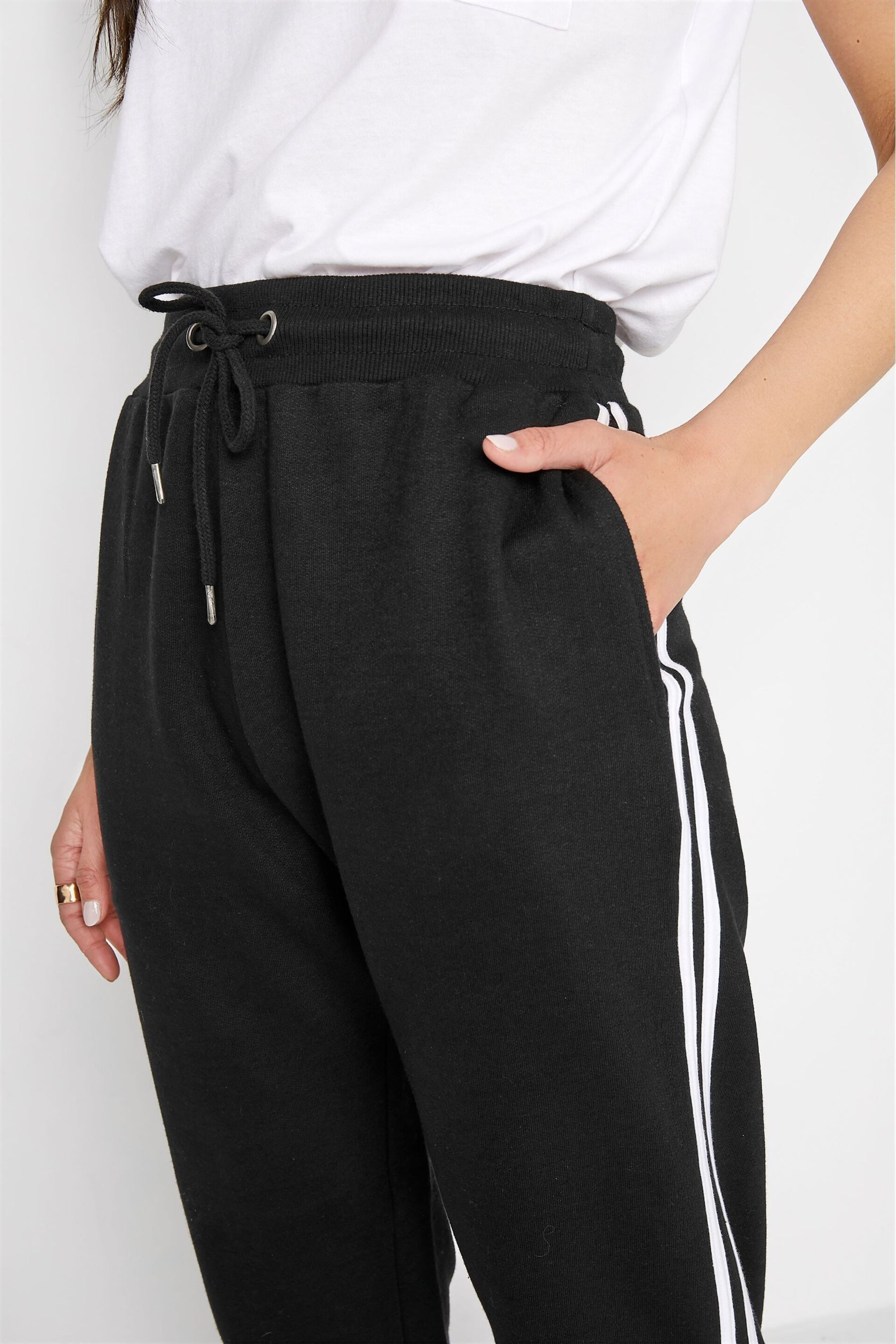 Long Tall Sally Black Side Stripe Stretch Joggers - Image 4 of 4