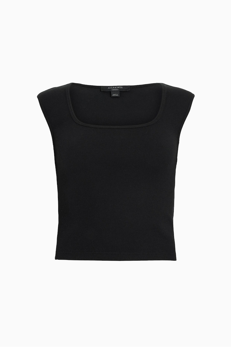 AllSaints Black Rib Tamie Tank - Image 7 of 7