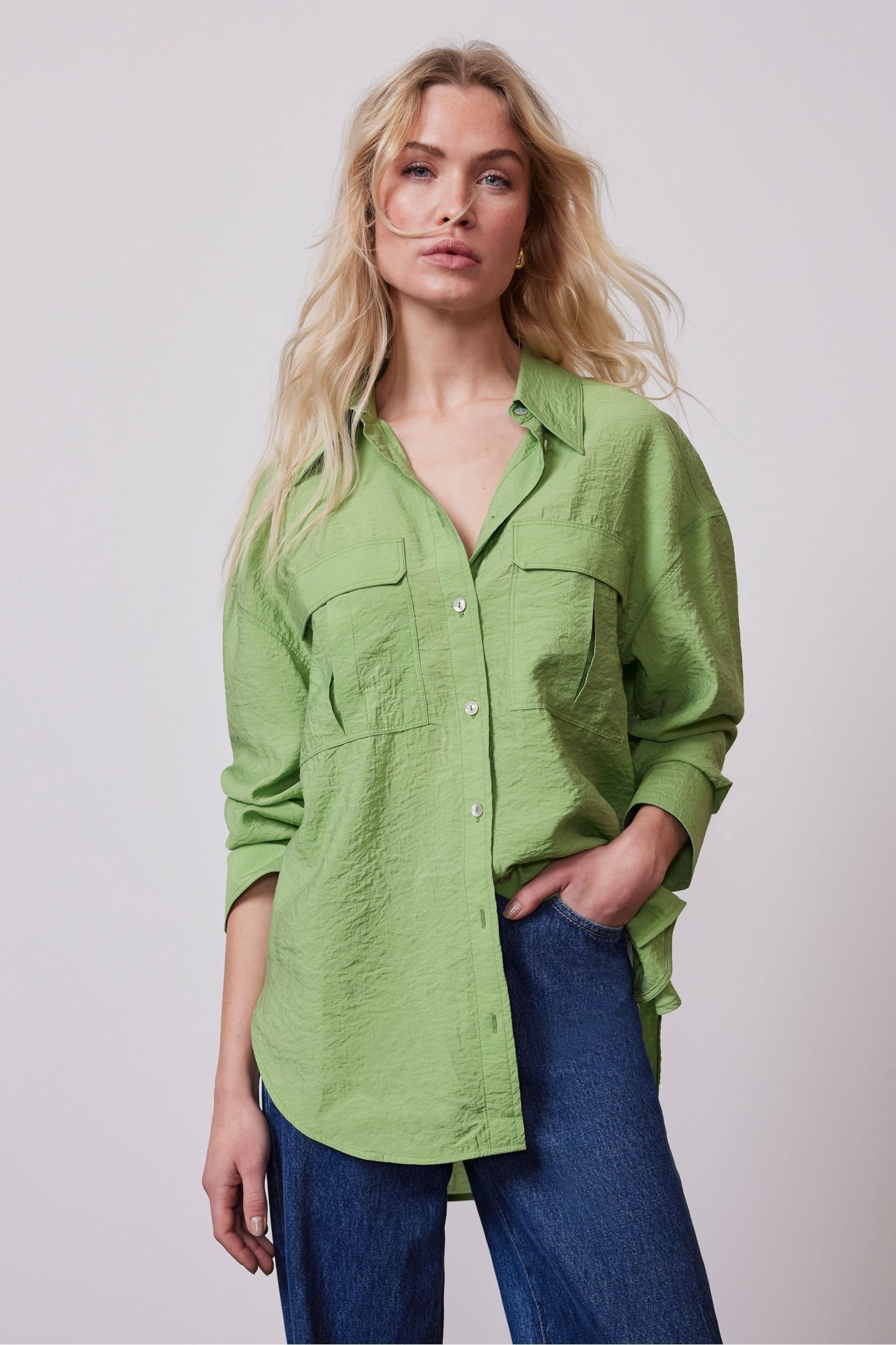 Mint Velvet Green Green Utility Detail Shirt - Image 1 of 4