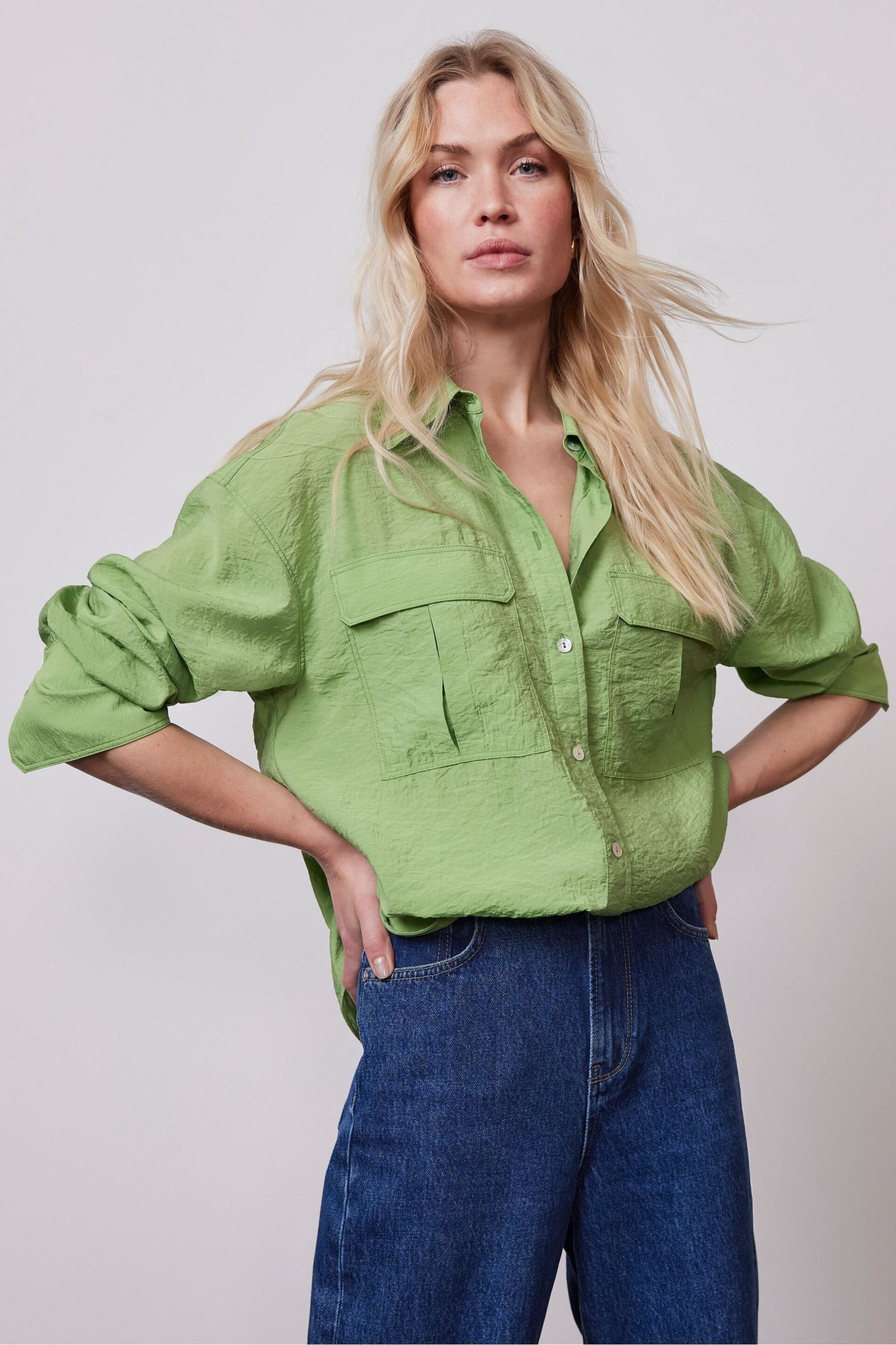 Mint Velvet Green Green Utility Detail Shirt - Image 2 of 4