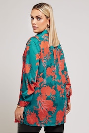 Yours Curve Green London Floral Print Shirt - Image 3 of 5