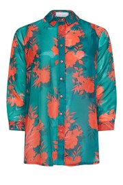 Yours Curve Green London Floral Print Shirt - Image 5 of 5