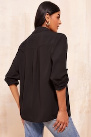 Friends Like These Black Long Sleeve Utility Style Button Through Shirt - Image 4 of 4