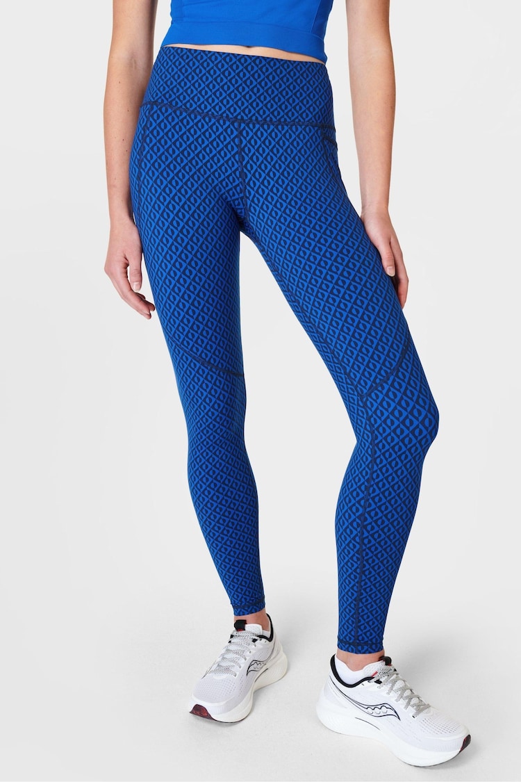 Sweaty Betty Blue Apex Geo Print Full Length Power Workout Leggings - Image 1 of 9