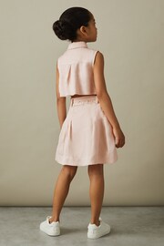 Reiss Pink Milena Junior Viscose-Linen Belted Collared Dress - Image 4 of 5