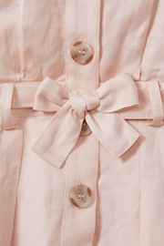 Reiss Pink Milena Junior Viscose-Linen Belted Collared Dress - Image 5 of 5