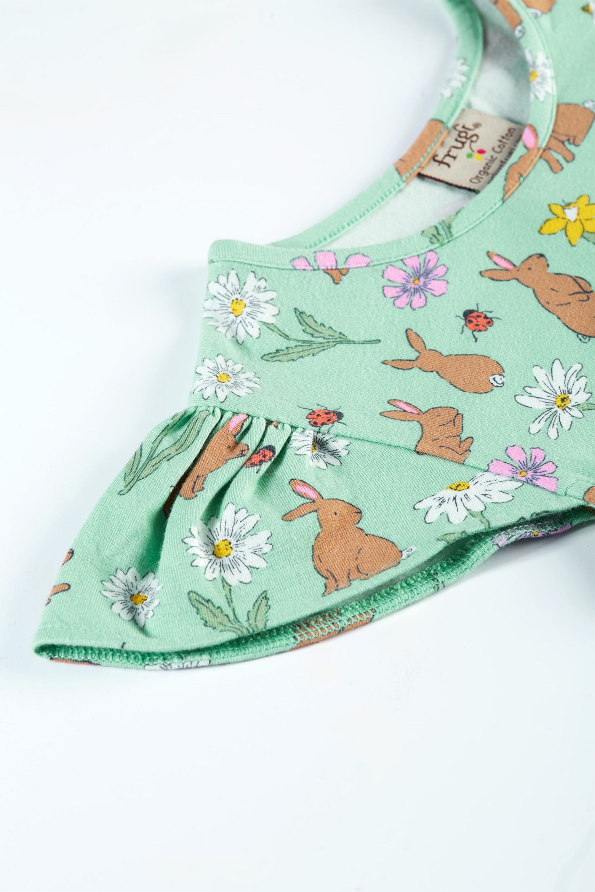 Frugi Green Easter Rabbit Print Skater Dress - Image 4 of 6