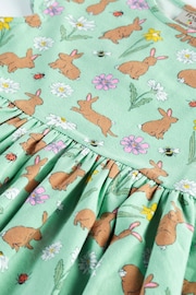 Frugi Green Easter Rabbit Print Skater Dress - Image 5 of 6
