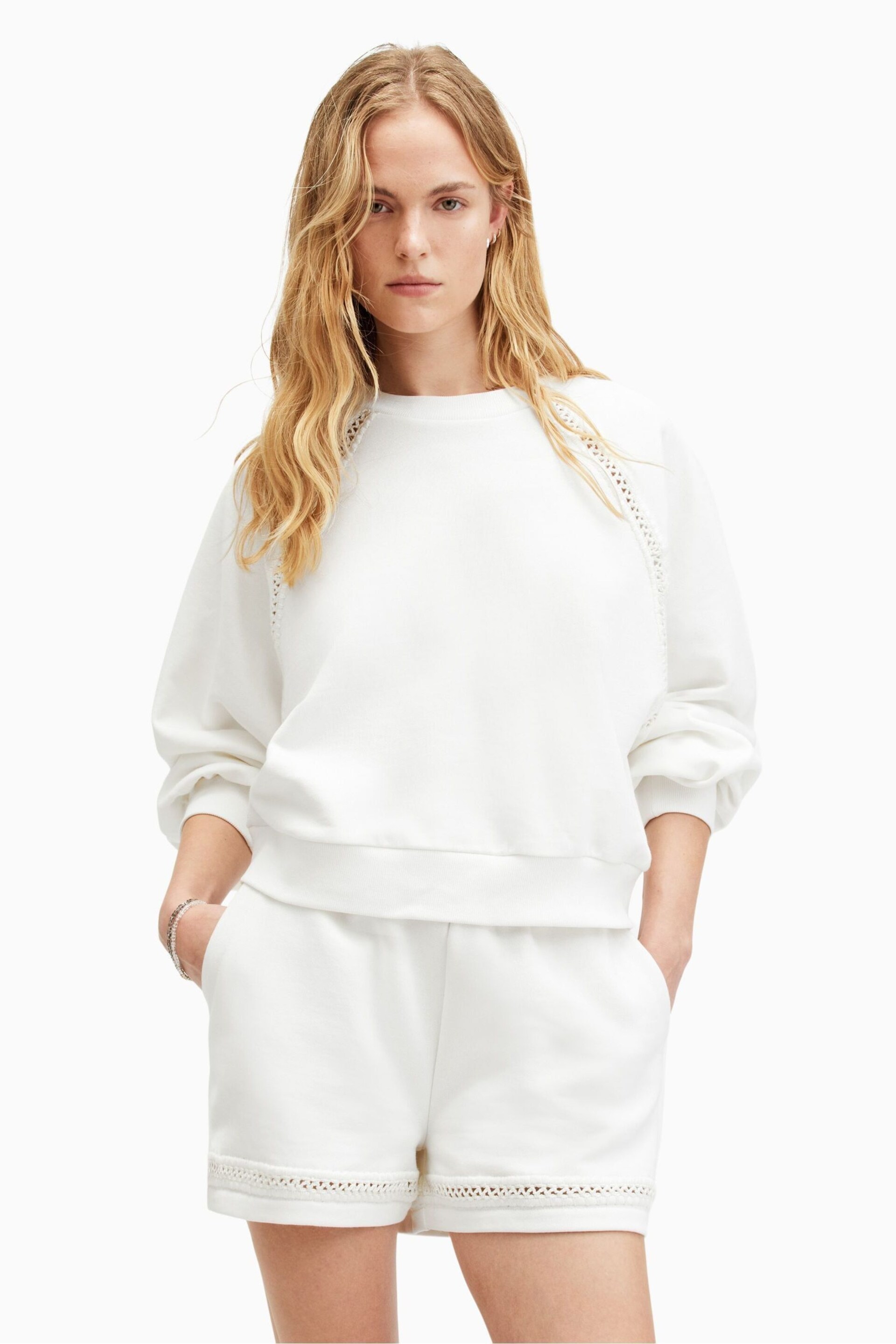 AllSaints White Ewelina Sweatshirt - Image 1 of 7