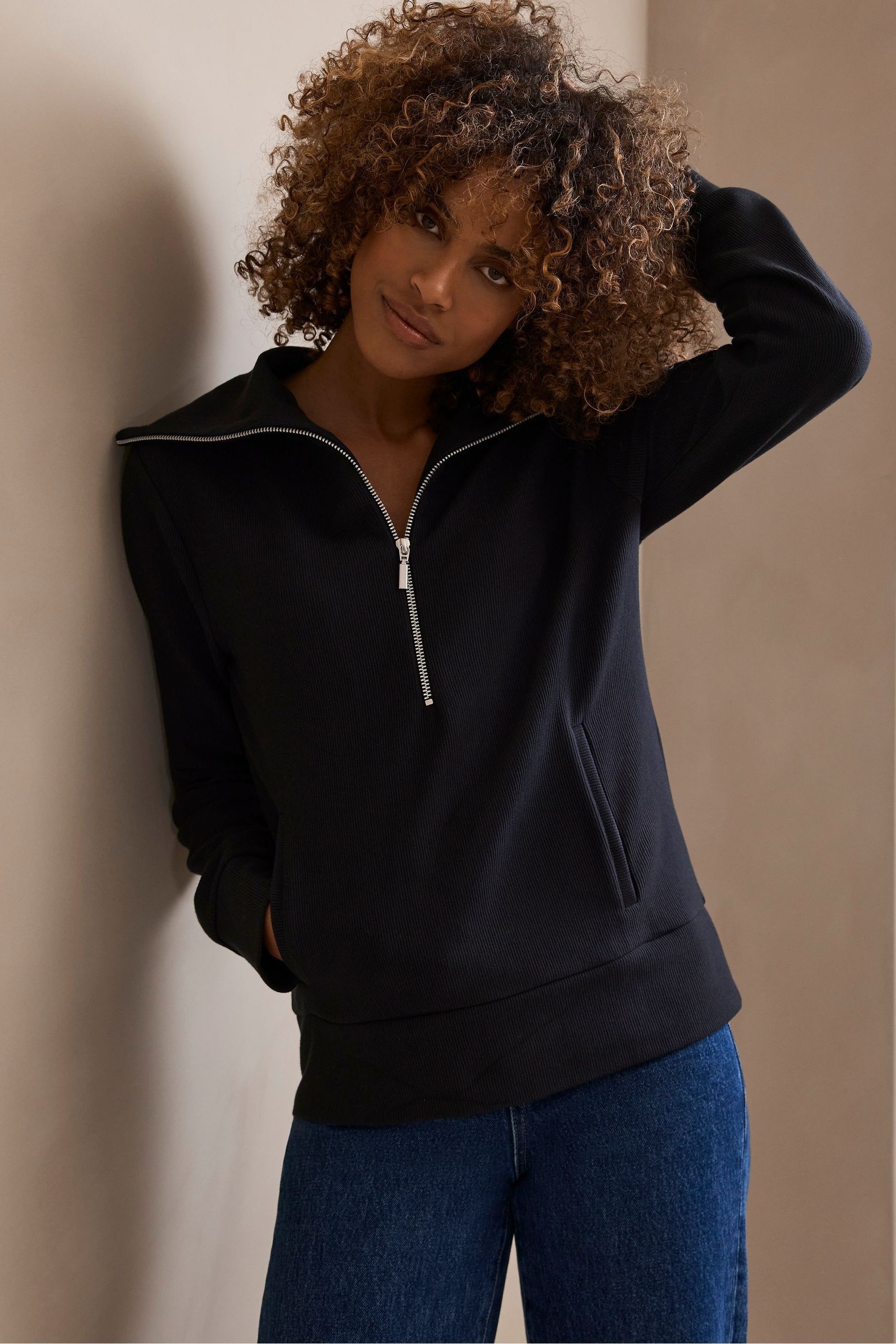 Buy Mint Velvet Blue Zip Front Sweatshirt from Next Luxembourg